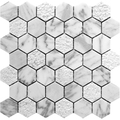 Apollo Tile Sample, Harbor White 11.8"X12" Textured Carrara Hexagon Mrbl Msic Tile APLBL9901CAEC06 Sample